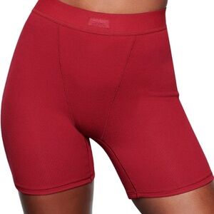 Skims Red Cotton Rib Boxers